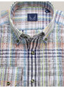 Willsoor Pánská košile slim fit se zeleným a modrým károvaným vzorem 16819