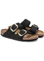 Semišové pantofle Birkenstock Arizona Big Buckle dámské, černá barva, 1023290