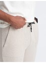Ombre Clothing Trendy béžové pletené tepláky V1 PASK-0211