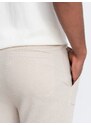 Ombre Clothing Trendy béžové pletené tepláky V1 PASK-0211