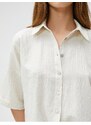 Koton Crop Shirt with Buttons Viscose Blend Textured