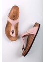 Birkenstock Světle růžové kožené nízké pantofle Gizeh Nubuck Leather