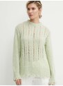 Svetr z vlněné směsi Résumé AnnoraRS Knit Pullover dámský, zelená barva, 20321113