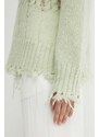 Svetr z vlněné směsi Résumé AnnoraRS Knit Pullover dámský, zelená barva, 20321113