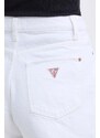 Džínové šortky Guess dámské, bílá barva, hladké, high waist, W4GD74 D5EN0