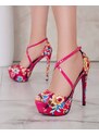 Ideal Shoes Royalfashion Dámské květinové lodičky Heloffer - Růžová