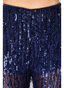 Trendyol Navy Blue Wide Leg Sequined Knitted Trousers