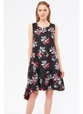 armonika Women's Black Large Floral Print Sleeveless Dress