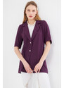 armonika Women's Purple Short Sleeve Two-Button Oversized Jacket