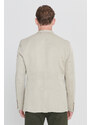 ALTINYILDIZ CLASSICS Men's Beige Slim Fit Slim Fit Linen Mono Collar Patterned Blazer Jacket