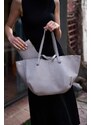 Madamra Gray Women's Pole Hand and Shoulder Bag with Wallet