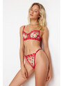 Trendyol Red Floral Brode Capless Knitted Underwear Set