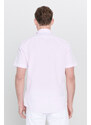 AC&Co / Altınyıldız Classics Men's Pink Slim Fit Slim Fit Shirt with Hidden Buttons Collar 100% Cotton See-through Pattern Short Sleeve Shirt.