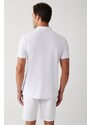 Avva Men's White 100% Cotton Marine Printed Regular Fit Polo Neck T-shirt