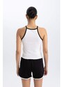 DEFACTO Crop Top Ribana Crew Neck Sleeveless Undershirt