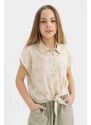 DEFACTO Girl Patterned Short Sleeve Crop Shirt