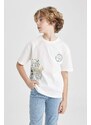 DEFACTO Boy Oversize Fit Crew Neck Printed Short Sleeve T-Shirt