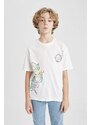 DEFACTO Boy Oversize Fit Crew Neck Printed Short Sleeve T-Shirt