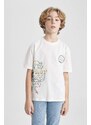 DEFACTO Boy Oversize Fit Crew Neck Printed Short Sleeve T-Shirt