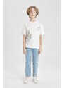 DEFACTO Boy Oversize Fit Crew Neck Printed Short Sleeve T-Shirt