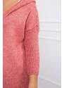 MladaModa Kardigánový svetr s kapucí a netopýřími rukávy model 2020-14 starorůžový