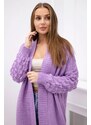 MladaModa Dlouhý kardigánový svetr s netopýřími rukávy model 2020-9 barva lila