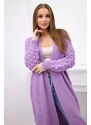 MladaModa Dlouhý kardigánový svetr s netopýřími rukávy model 2020-9 barva lila