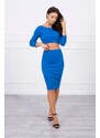 MladaModa Komplet sukně a crop-topu model 9084 barva královská modrá