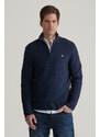 SVETR GANT COTTON TEXTURED HALF ZIP EVENING BLUE