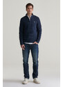 SVETR GANT COTTON TEXTURED HALF ZIP EVENING BLUE