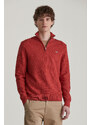 SVETR GANT COTTON TEXTURED HALF ZIP IRON RED