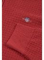 SVETR GANT COTTON TEXTURED HALF ZIP IRON RED