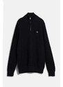 SVETR GANT COTTON TEXTURED HALF ZIP BLACK