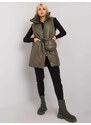 Péřová vesta v khaki barvě se stojáčkem Factory Price (612)