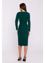 STYLOVE S376 Tužkové šaty s asymetrickým výstřihem - zelené