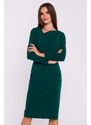 STYLOVE S376 Tužkové šaty s asymetrickým výstřihem - zelené