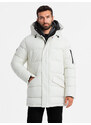Ombre Clothing Outdoorová dlouhá pánská bunda parka - bílá V1 OM-JALJ-0201