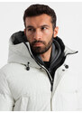 Ombre Clothing Outdoorová dlouhá pánská bunda parka - bílá V1 OM-JALJ-0201