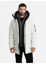 Ombre Clothing Outdoorová dlouhá pánská bunda parka - bílá V1 OM-JALJ-0201