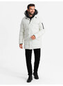 Ombre Clothing Outdoorová dlouhá pánská bunda parka - bílá V1 OM-JALJ-0201