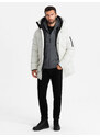 Ombre Clothing Outdoorová dlouhá pánská bunda parka - bílá V1 OM-JALJ-0201