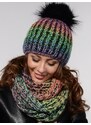 Fashionweek Zimní dámský komplet – pletená čepice s bambulí + teplý nákrčník ZIZI-MULTI