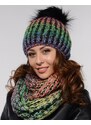 Fashionweek Zimní dámský komplet – pletená čepice s bambulí + teplý nákrčník ZIZI-MULTI