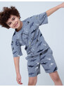 Winkiki Kids Wear Chlapecké pyžamo Shark, krátké kalhoty, krátký rukáv - šedá