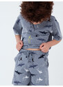 Winkiki Kids Wear Chlapecké pyžamo Shark, krátké kalhoty, krátký rukáv - šedá