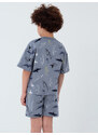 Winkiki Kids Wear Chlapecké pyžamo Shark, krátké kalhoty, krátký rukáv - šedá