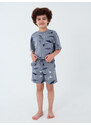 Winkiki Kids Wear Chlapecké pyžamo Shark, krátké kalhoty, krátký rukáv - šedá