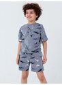 Winkiki Kids Wear Chlapecké pyžamo Shark, krátké kalhoty, krátký rukáv - šedá