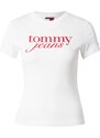 Tommy Jeans Tričko 'Essential' červená / bílá