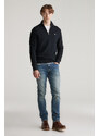 SVETR GANT COTTON TEXTURED HALF ZIP BLACK